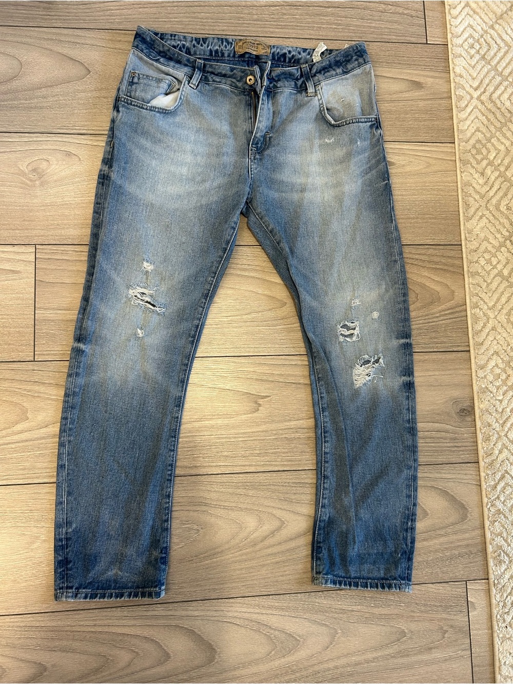 Men's Distressed Light Blue Jeans